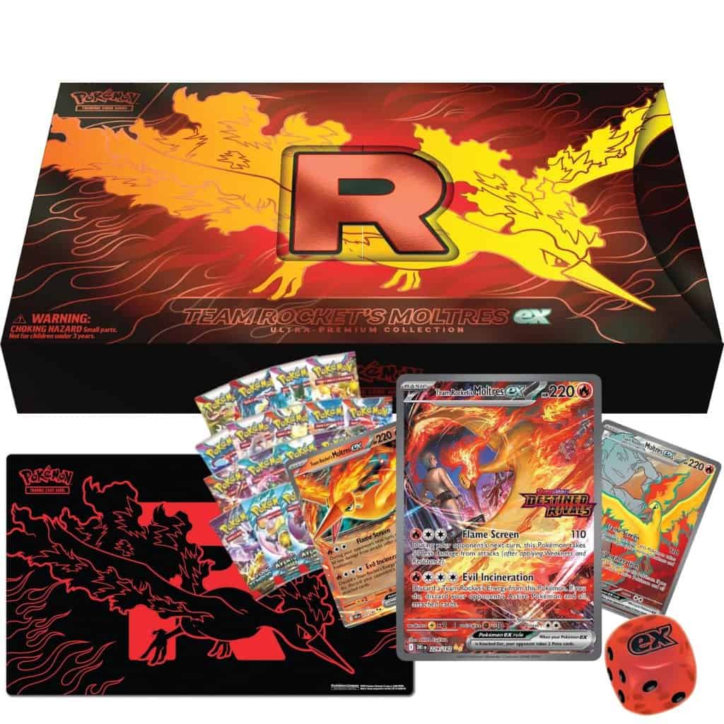 Pokemon-TCG-Team-Rockets-Moltres-ex-Ultra-Premium-Collection Team Rocket’s Moltres ex Ultra-Premium Collection ( Has small rip in plastic ) - Image 1